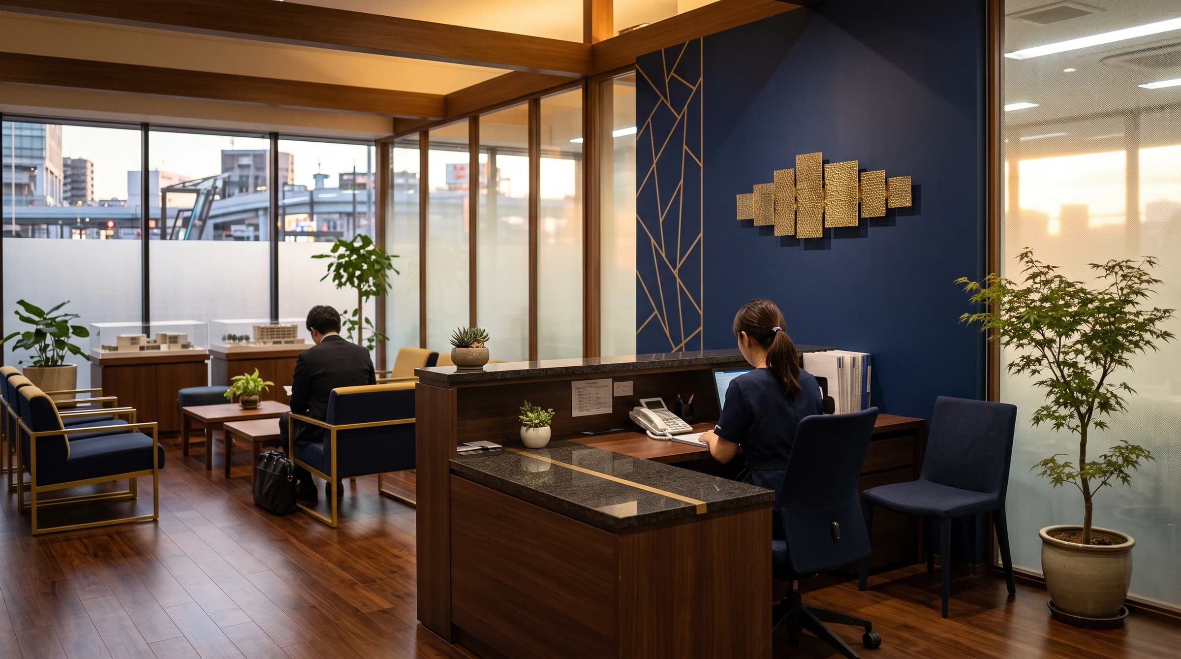 丈覩建設のオフィス受付